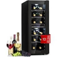 Klarstein Weinkühlschrank Shiraz 12 Duo Weinkühlschrank 2 Zonen 12 Fl 42L 5-12/12-18°C Touch, für 12 Standardflaschen á 0,75l,Flaschenkühlschrank Weintemperierschrank Weinschrank für Rot- & Weiß