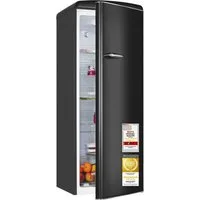 exquisit Kühlschrank RKS325-V-H-160C mattschwarz, 146,5 cm hoch, 54,5 cm breit, LED-Beleuchtung, verstellbare Glasböden, Retro-Design