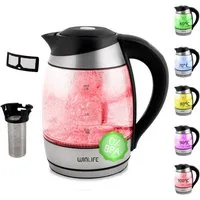 WINLIFE Wasserkocher Glaswasserkocher 1,8L Temperatureinstellung Temperaturwahl 60-100°C, 1.8 l, 2200.00 W, Glas Wasserkocher 2200 Watt mit LED-Temperaturanzeige & Teesiebeinsatz