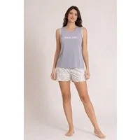 fashionshowcase Pyjama Damen Hausanzug – Sommerlicher Schlafanzug Shorts & Shirt, 4 Designs (2 tlg., 2-teiliges Set) Print auf dem Oberteil, verschiedene Muster auf den Shorts