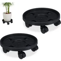 relaxdays Blumentopfuntersetzer Pflanzenroller Kunststoff klein 2er Set