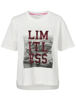 eiszeit - T-Shirt Rundhals 1/2 Arm Motiv Materialmix offwhite multicolor - Gr. - 48