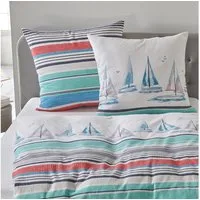 TRAUMSCHLAF Bettwäsche Segelschiff, Seersucker, 2 teilig, ideale Sommerbettwäsche im maritimen Look