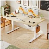 HOMALL Schreibtisch Höhenverstellbarer Elektrisch Schreibtisch, Vierteilige Tischplatte (Maße 140x70/160x80,6-Tasten-Handsteuerung mit LED-Anzeige,mit Kabelmanagement, ideal für Homeoffice und Büro)