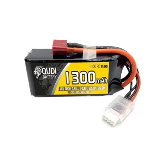 QUDI 7.4v 11.1v 14.8v 18.5v 22.2V 1300mAh 25C 2S LiPo Battery T Plug for RC Car