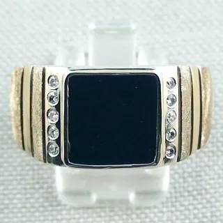 14k &amp; 18k Herrenring Konfigurator Goldring mit Onyx &amp; Diamanten