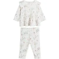 Next Langarmshirt & Leggings Baby Langarmoberteil mit Rüschen und Leggings (2-tlg)