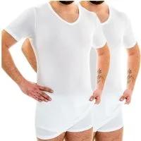 HERMKO Unterhemd 164887 (Pack, 2er) Baumwolle/Modal kurzarm Shirt extralang (10 cm) softweich