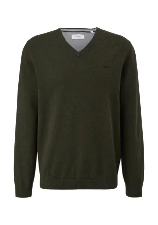 s.Oliver Red Label - Strickpullover mit Logostickerei grün - Gr. - S