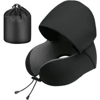 Refined Living Reisekissen Memory Foam,Reisekissen mit Haube,Bequemes Nackenhörnchen mit Haube, für Flugzeug, Auto, Zug, Büro Nackenkissen Reise zum Schlafen, 1-tlg., Reisekissen Nackenkissen Auto Schlafkissen,Nackenstützkissen, Memory-Schaum Reiseki