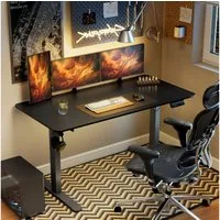 Vinsetto Schreibtisch Höhenverstellbares Stehpult mit 2 Haken, elektrisch (Laptoptisch, 1-St., Computertisch), für Wohnzimmer, Arbeitszimmer, Schwarz