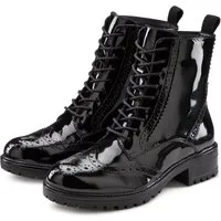 LASCANA Schnürboots Schnürstiefelette, Ankle Boots, Leder, Schnüren & Reißverschluss