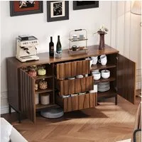 Flieks Kommode mit 3 Schubladen und 2 Türen (1 St., 150x40x80 cm, mit verstellbare Regal), Sideboard Küchenschrank Wohnzimmer Eichefarbe
