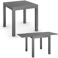 Juskys Gartentisch Laki, 70x70 cm, Aluminium Esstisch zum Ausziehen, Balkonmöbel, Gartenmöbel