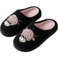 Corimori mit netten Motiven, Gr. 34-44, Antirutsch & bequem Plüsch Hausschuhe (Packung, Geschenk) Highland Cow Pantoffeln für Kinder und Erwachsene, EU Größe 36-37