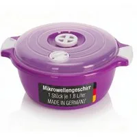 Lantelme Mikrowellenbehälter Mikrowellenschüssel 1,8 Liter violett stapelbar, Kunststoff, (1-tlg., Für Mikrowelle, Gefrier- und Kühlschrank, Picknick), Schüssel Dampfventil, Spülmaschinengeeignet, Deutsche Herstellung