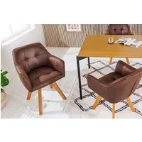 riess-ambiente Esszimmerstuhl LOFT antik braun/natur – Microfaser, drehbar, Holz-Füße, mit Armlehne (Einzelartikel, 1 St), mit 180° Drehfunktion und Autoreturn – ideal für Dein Esszimmer