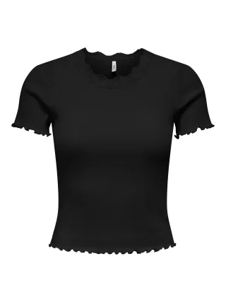 ONLY - ONLVINI S/S LACE CS JRS Black - Gr. - L