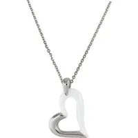 Amello Edelstahlkette Amello Herz Halskette silber weiß (Halsketten, Halskette), Damen Halsketten (Herz) aus Edelstahl (Stainless Steel)