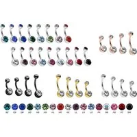 PIERCINGLINE Bauchnabelpiercing Titan Bananabell ZWEI KRISTALLE (Bananabells, 1-tlg)