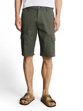 Tom Tailor - TTSLIM Cargo Shorts khaki mini geometric print - Gr. - 38