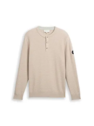 Tom Tailor - Strickpullover mit Knopfleiste beige - Gr. - XL