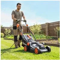 Outsunny Elektrorasenmäher mit 35L Fangkorb, Mulchfunktion, 6 Schnitthöhen, 34 cm Schnittbreite, (Elektrischer Sichelmäher, Elektro Rasenmäher), für Rasen