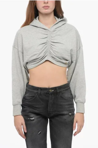 Kurzer Hoodie aus Baumwolle in Grau