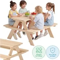 Bellabino Kindersitzgruppe Inny Outdoor-Bank aus Holz, (Tisch und Bänke, Sitzgruppe), für 4 Personen, unbehandelt, Kindermöbelset aus Kiefer Massivholz