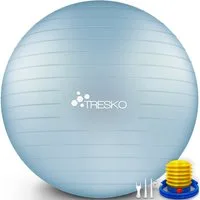 TRESKO Gymnastikball mit GRATIS Übungsposter inkl. Luftpumpe Yogaball, BPA-Frei Sitzball Büro Anti-Burst inkl. Luftpumpe, Fitnessball
