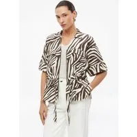 s.Oliver Kurzarmbluse Bluse Blusenjacke aus Leinenmix mit regulierbarer Taille