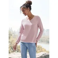 Vivance by Lascana V-Ausschnitt-Pullover mit Kontrastkanten, Basic-Pullover aus weichem Feinstrick, casual