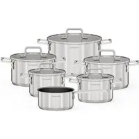 Hanseatic Topf-Set DAILY, mit Antihaftbeschichtung, Edelstahl 18/10 (Set, 11-tlg., Stielkasserolle 16 cm, Kochtopf 2x16/2x20/1x24 cm), für alle Herdarten, Induktion