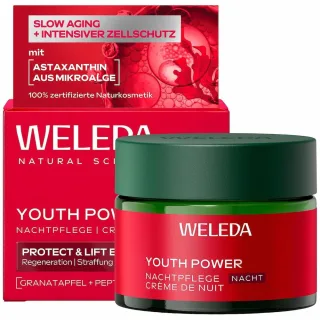 Weleda Youth Power Nachtpflege Granatapfel | 40 ml | Regenerierende Anti-Falten-Pflege mit Maca-Peptiden und Astaxanthin