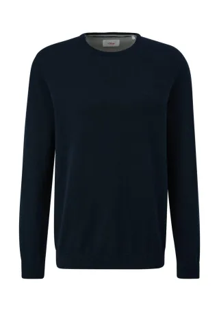 s.Oliver Red Label - Strickpullover mit Logo-Stickerei blau - Gr. - 3XL
