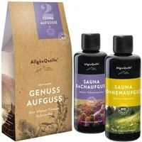 Allgäuquelle Sauna-Aufgussset Bio Saunaaufguss Kleiner Genuss Saunaduft (2 x 100ml) 2x100ml: Lavendel, Himalaya Zeder & Mandarine, Lemongrass, Ylang-Ylang