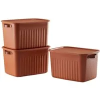 Luxury Bites Aufbewahrungsbox mit Deckel, 20L-15L -10L BPA-freie Kunststoff, nestbar und stapelbar (6 Farben, 9 Farbkombiationen, 3er Set)