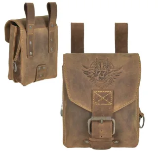 Greenburry Gürteltasche Herren extra lange Schlaufen 15x19cm Leder antikbraun. Ein robuster Organizer für Biker mit sicherem Rollenschloss für unterwe