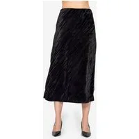 SASSYCLASSY Midirock Schlichter, eleganter Midi Samtrock Damen Taillierter Midirock aus Samt für feminine Looks Grün Schwarz