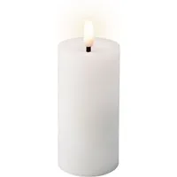 Lumineo LED-Kerze, LED Kerze 5x12cm mit Timer Wachs Weiß / Warmweiß