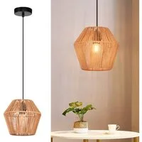Nettlife Hängeleuchte Vintage Esszimmer Pendelleuchte Rattan 150cm E27 Boho Rustikal, Höhenverstellbar, ohne Leuchtmittel, Rustikal Esstischlampe Korblampe für Wohnzimmer Schlafzimmer Küche