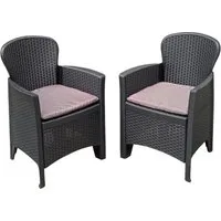 Progarden Gartensessel Gartenstuhl Kunststoff Kissen 2 Tlg. Set (Set, 2-St., Packung), 2er Set, Rattan-Optik, Gartenstuhl, Kunststoff
