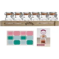 KILNER Gewürzbehälter, Glas, (Set, 7-tlg), Holzkasten, 6 x 70 ml, geeignet für Kräuter und Gewürze