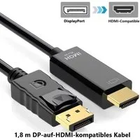 Montegoni 4Kx2K Display Port auf HDMI Kabel, DP zu HDMI Konverter 1,8m Kabel Computer-Adapter, 4Kx2K Videoauflösung, 1080P Full HD Unterstützung
