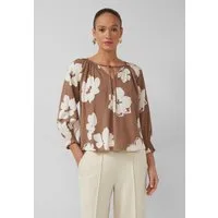 s.Oliver Kurzarmbluse Bluse Gemusterte Bluse mit Raffungen