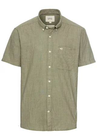 camel active - Kurzarmhemd mit Strukturmuster khaki - Gr. - 4XL