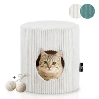 Rohrschneider ® Tierhöhle Cord inkl. Gratis-Spielkugel 2er-Set beige