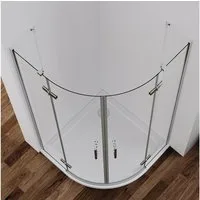 IMPTS Runddusche Duschkabine Viertelkreis Runddusche Duschabtrennung Halbrund Dusche, BxT: 80x80 cm, Sicherheitsglas, Set, Multi-Size, Falttür mit Festteil, Ebenerdiger Einbau möglich, Radius 550 mm Halbkreisdusche Dusche rund Viertelkreis Eckdusche