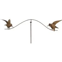 Dekoleidenschaft Gartenstecker "Vogelwippe" Metall mit Echtrost, 125 cm hoch, Dekostecker wetterfest Outdoor Gartendeko für Draußen