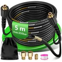 XERSEK Hochdruckschlauch 400 Bar Rohrreinigungsschlauch mit 2 Kärcher Adapter Rohrreinigungsset, 650 Bar Berstdruck, 4-Schichten-System, Mit Knickschutz, Messing-Adaptern & Aufbewahrungstasche, (Set), Geeignet Für Kärcher HD-/HDS-Hochdruckreiniger